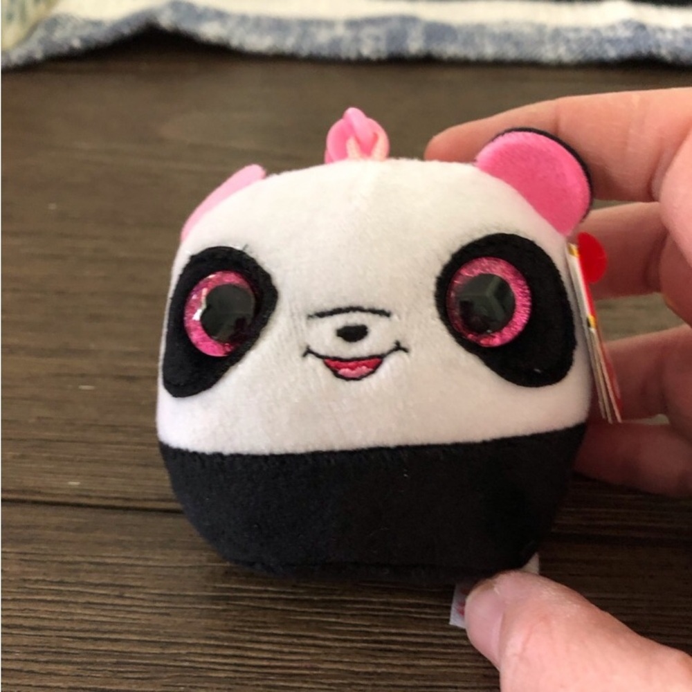 Ty boo eyes panda bear stuffed bag clip